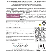 BIOCENTER Vela natural de cera de soja - VAINILLA Y CANELA, calidez y bienestar - 200 g (40 horas)