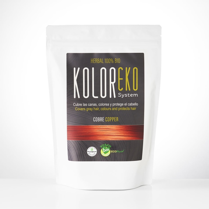 KOLOREKO Tinte natural COBRE de aplicación única – Coloración 100% vegetal y ecológica