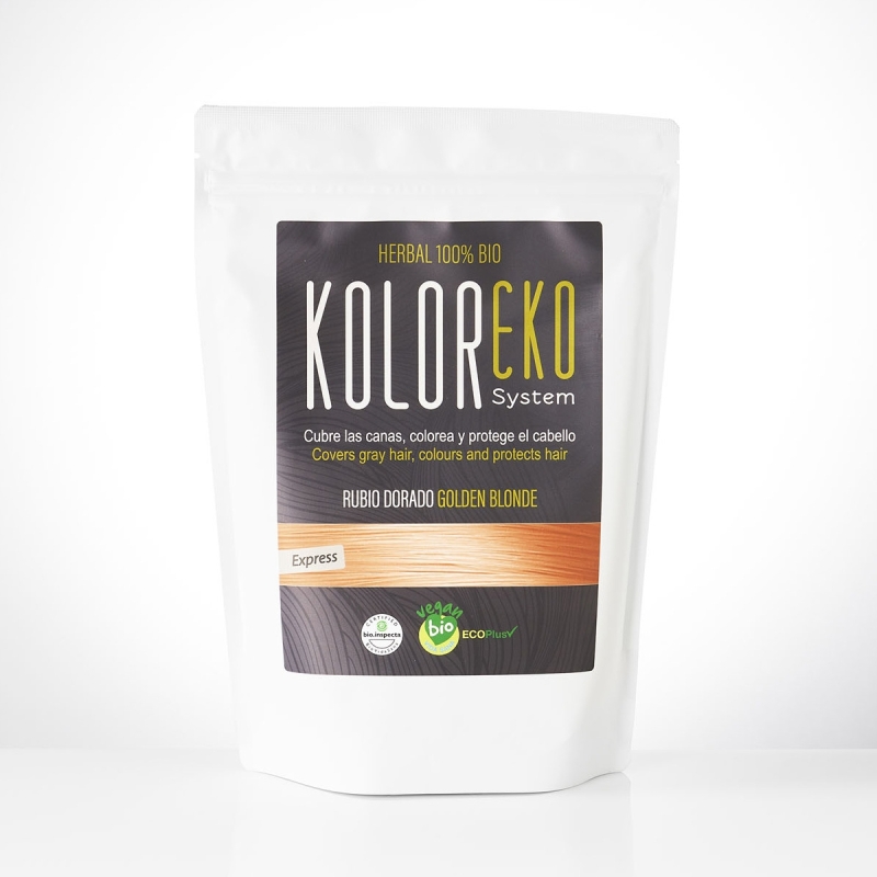 KOLOREKO Tinte natural RUBIO DORADO de aplicación única – Coloración 100% vegetal y ecológica