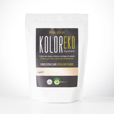 KOLOREKO Tinte natural RUBIO EXTRA CLARO de aplicación única – Coloración 100% vegetal y ecológica