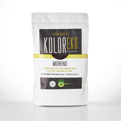KOLOREKO Tinte natural dúo MORENO - especial canas - pre color DORADO + tinte MORENO