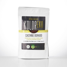 KOLOREKO Tinte natural dúo CASTAÑO DORADO - especial canas - pre color DORADO + tinte CASTAÑO