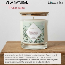 BIOCENTER Vela natural de cera de soja - FRUTOS ROJOS, dulzura y energía - 200 g (40 horas)
