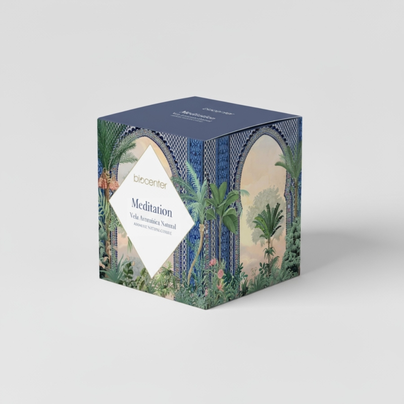 BIOCENTER Vela natural de cera de soja - MEDITATION, calma, introspección y armonía - 200 g (40 horas)