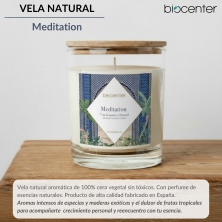 BIOCENTER Vela natural de cera de soja - MEDITATION, calma, introspección y armonía - 200 g (40 horas)