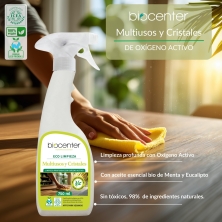 BIOCENTER Limpiador ecológico Multiusos y Cristales de Oxígeno Activo - Spray Ecofriendly 750 ml