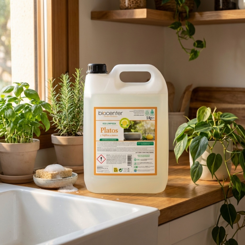 BIOCENTER Lavavajillas liquido a mano ecológico - Limón, Menta, Eucalipto - formato maxi ahorro 5 Kg