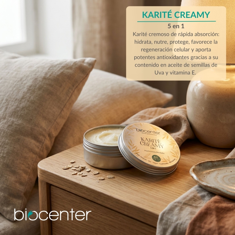 BIOCENTER Karité Creamy 5 en 1 - hidratante para cara y cuerpo 100% natural