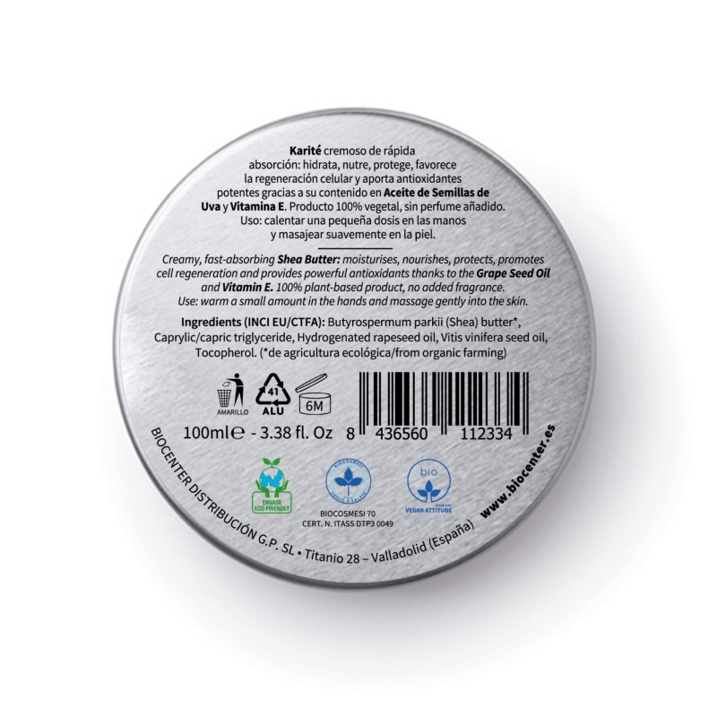 BIOCENTER Karité Creamy 5 en 1 - hidratante para cara y cuerpo 100% natural