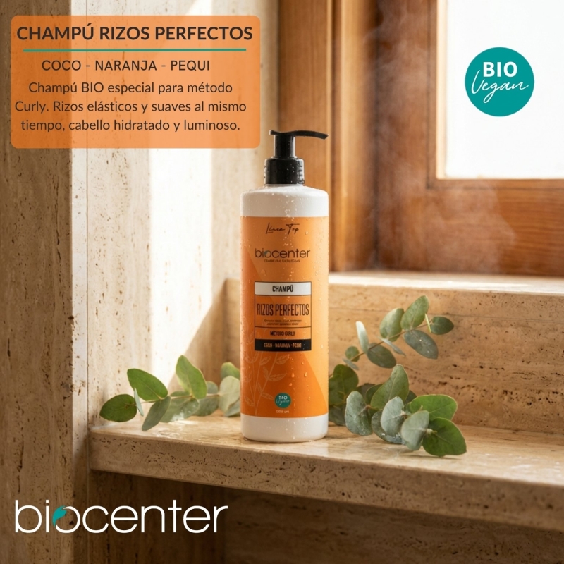 Champú natural para cabello rizado sin sulfatos Biocenter método curly