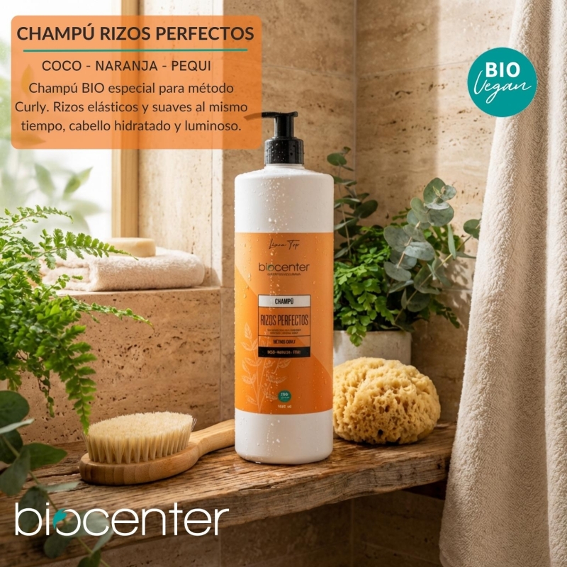 Champú natural para cabello rizado sin sulfatos Biocenter método curly