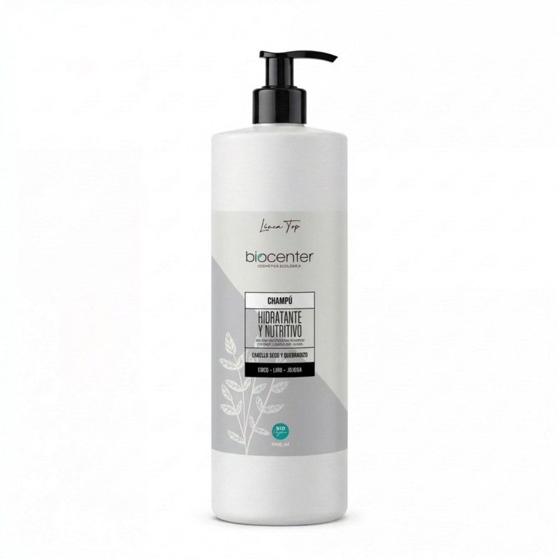 Champú natural hidratante y nutritivo Biocenter para cabello seco y dañado con aloe vera, lino y jojoba 500 ml