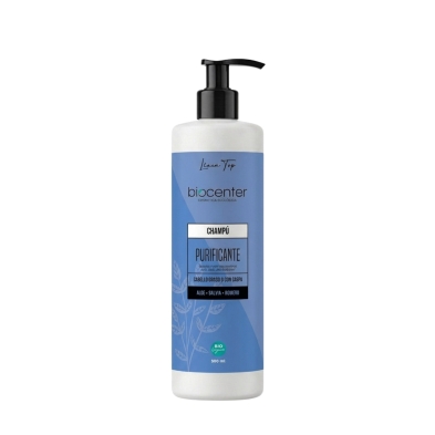 Champú natural purificante Biocenter para cabello graso o con caspa con romero, salvia y aloe vera 500 ml