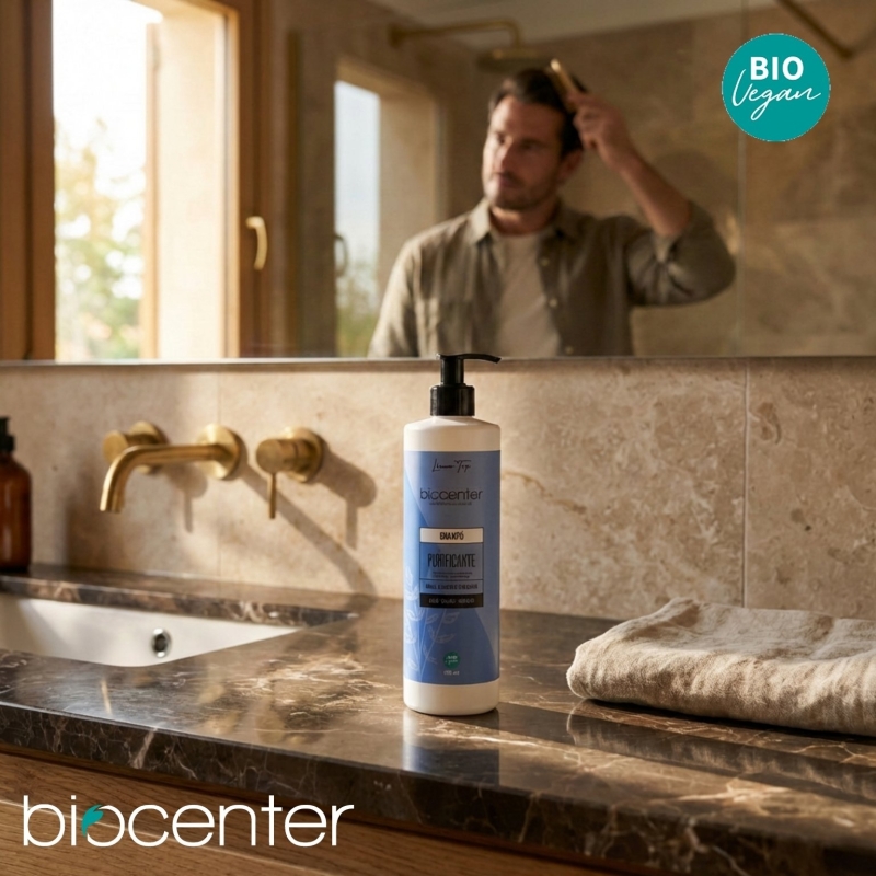 Champú natural purificante Biocenter para cabello graso o con caspa con romero, salvia y aloe vera 500 ml