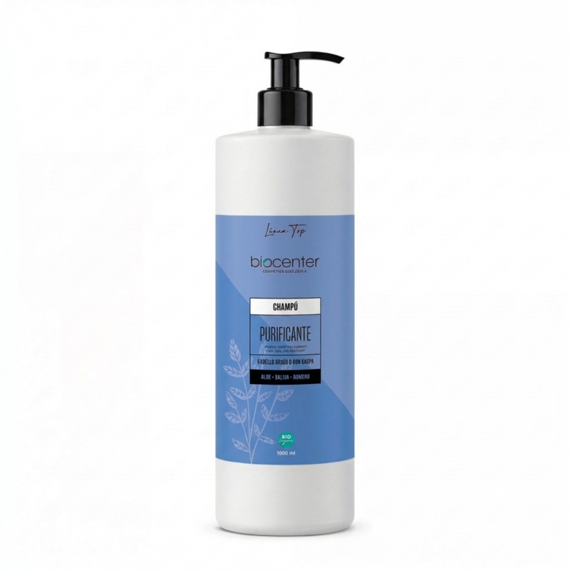Champú natural purificante Biocenter para cabello graso o con caspa con romero, salvia y aloe vera 1000 ml