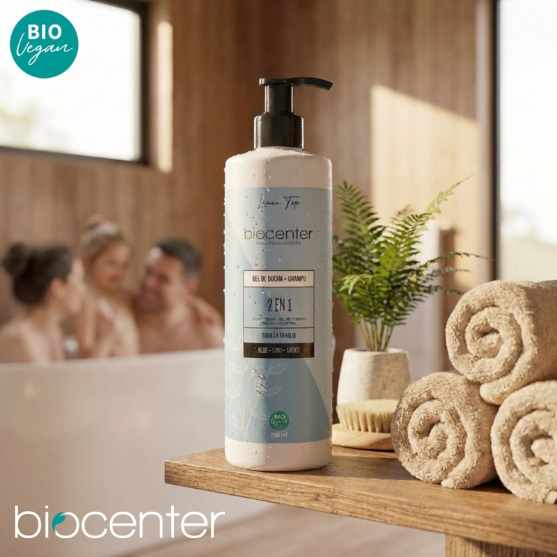 Gel de ducha y champú natural 2 en 1 BioCenter - para toda la familia - ecológico 500 ml