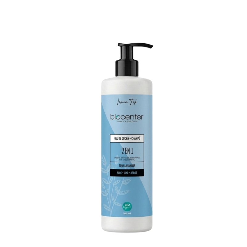 Gel de ducha y champú natural 2 en 1 BioCenter ecológico con aloe vera para toda la familia