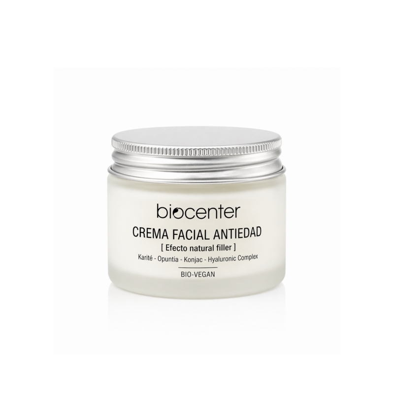 Crema facial antiedad natural Ácido hialurónico Biocenter efecto filler - suaviza visiblemente las arrugas