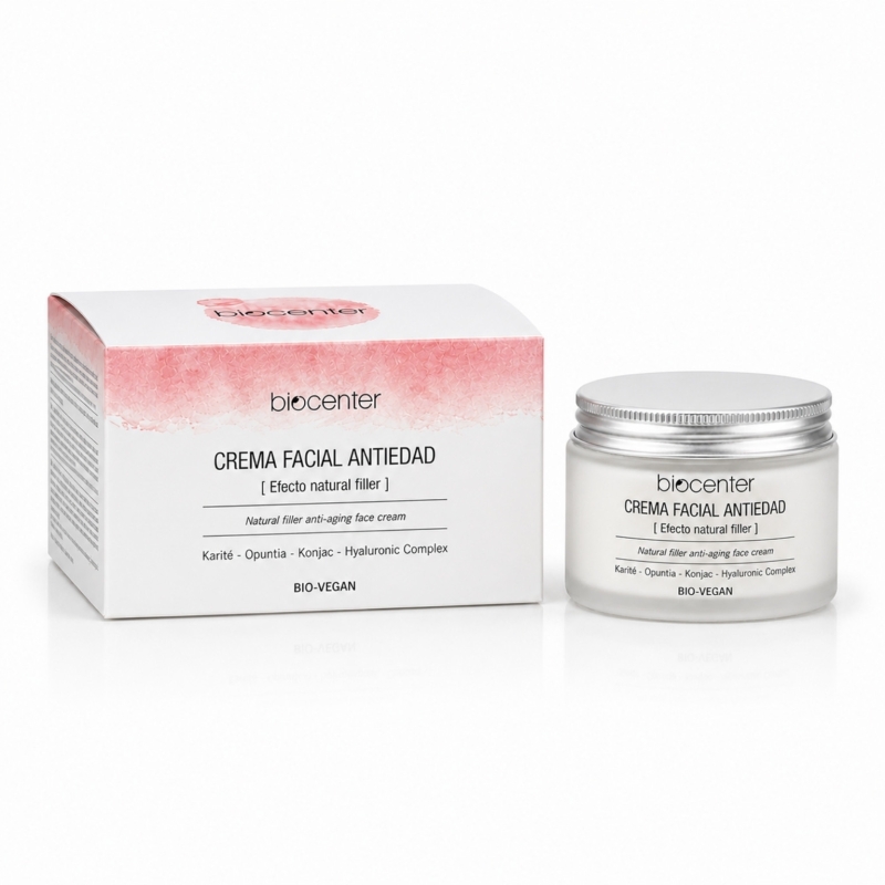 crema facial antiedad Biocenter ácido hialurónico efecto inmediato