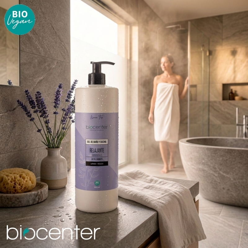 Gel de baño y ducha natural relajante Biocenter Lavanda - piel sensible - ecológico 1000 ml