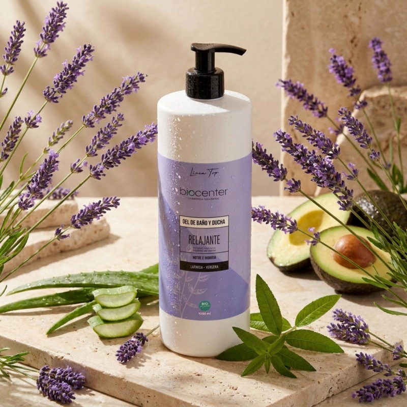 Gel de baño y ducha natural relajante Biocenter Lavanda - piel sensible - ecológico 1000 ml