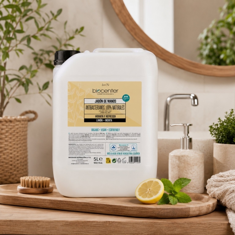 Jabón de manos natural recarga 5 litros Limón y Menta Biocenter ecológico