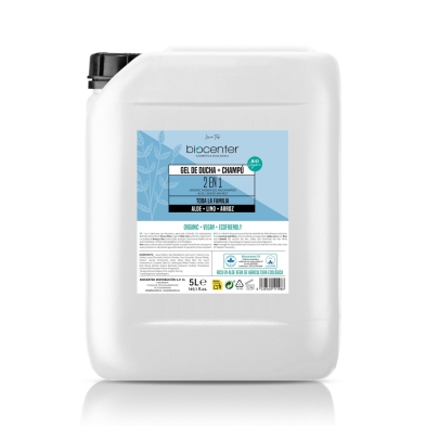 gel ducha y champú natural 2 en 1 Biocenter recarga ahorro 5 litros ecológico