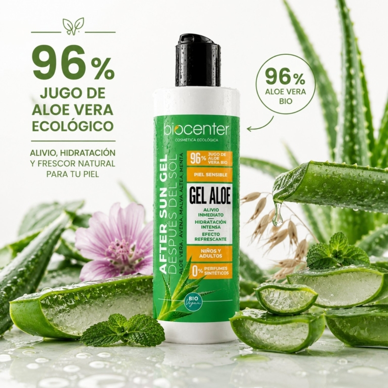 Gel de Aloe Vera bio 96% After Sun Biocenter – Calmante, hidratante y refrescante piel sensible