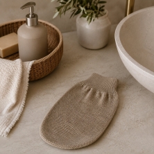 Guante de Lino Hammam Ecológico Biocenter – Exfoliación Profunda para una Piel Renovada