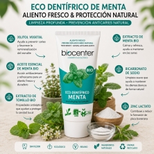 Pasta de Dientes Natural de Menta Biocenter – Dentífrico Ecológico Sin Flúor para un Aliento Fresco y Encías Cuidadas