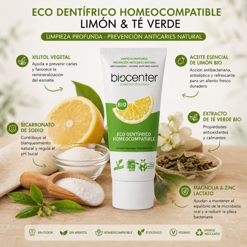 Pasta de Dientes Natural Homeocompatible Biocenter –  de Limón – Dentífrico Ecológico Sin Flúor