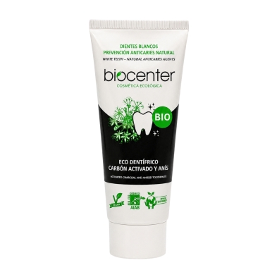 Pasta de dientes blanqueadora de carbón activado y anís Biocenter sin flúor ecológica y vegana