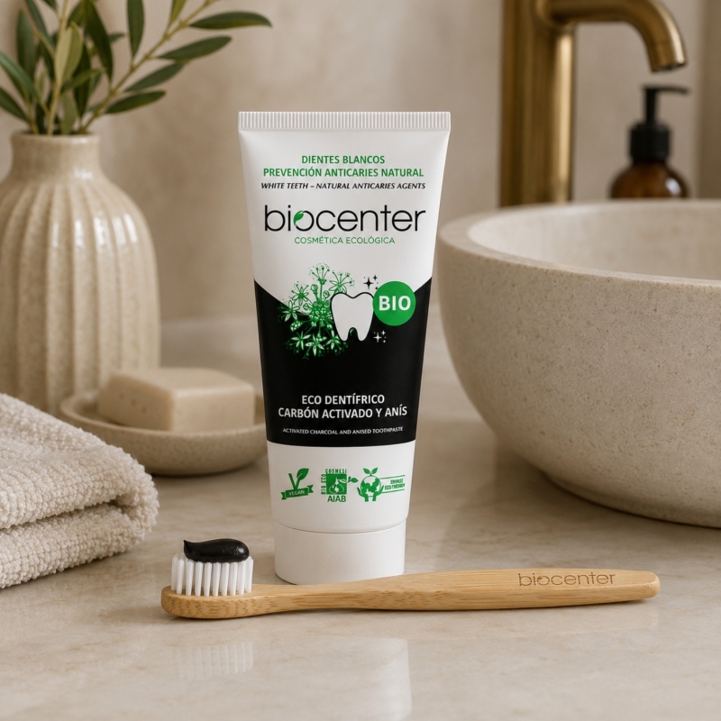 Pasta de Dientes Natural Blanqueadora de Carbón Activado y Anís Biocenter – Dentífrico Ecológico Sin Flúor