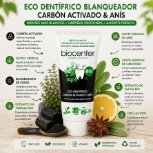 Pasta de Dientes Natural Blanqueadora de Carbón Activado y Anís Biocenter – Dentífrico Ecológico Sin Flúor