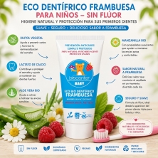 Pasta de Dientes Natural para Niños de Frambuesa Biocenter – Dentífrico Ecológico Sin Flúor para Bebés y Niños