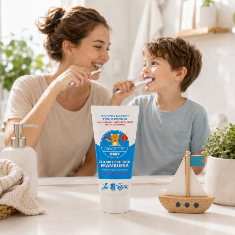 Pasta de Dientes Natural para Niños de Frambuesa Biocenter – Dentífrico Ecológico Sin Flúor para Bebés y Niños