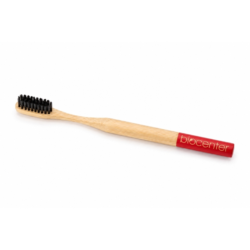 Cepillo de Dientes de Bambú para Adulto - ROJO - con Carbón Activado Biocenter