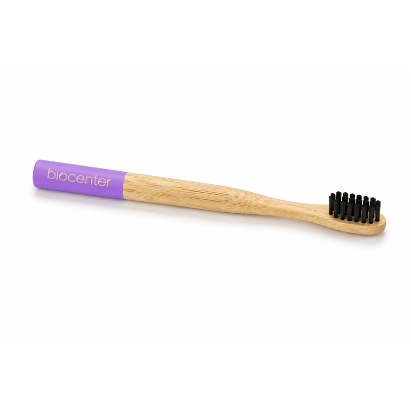 Cepillo de Dientes de Bambú para Niños - LILA - con Carbón Activado Biocenter
