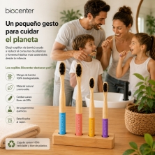 Cepillo de Dientes de Bambú para Niños - VERDE CLARO - con Carbón Activado Biocenter