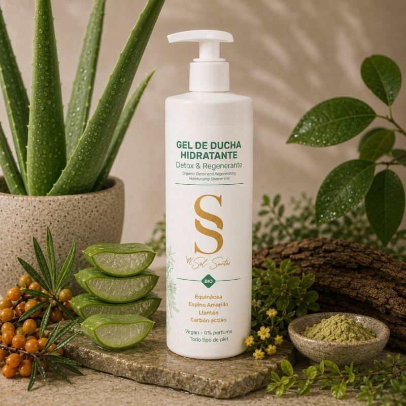 BY SOL SANTOS Gel de ducha detox - Gel de baño natural sin perfume - 500 ml