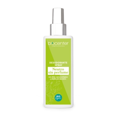 Desodorante Natural Spray Neutro Biocenter 100 ml, sin perfume con Piedra de Alumbre y Aloe Vera ecológico para piel sensible