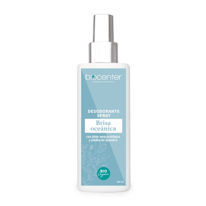 Desodorante Natural Spray Brisa Oceánica Biocenter 100 ml con Aloe Vera ecológico y Piedra de Alumbre para piel sensible