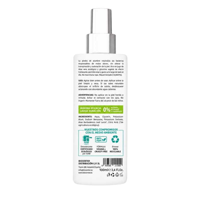 Desodorante Natural Spray Neutro Biocenter 100 ml – Sin Perfume para Piel Sensible