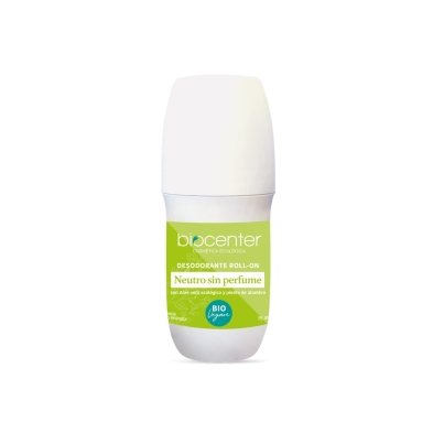 Desodorante Natural Roll-On Neutro Sin Perfume Biocenter 75 ml con Aloe Vera ecológico y Piedra de Alumbre para piel sensible