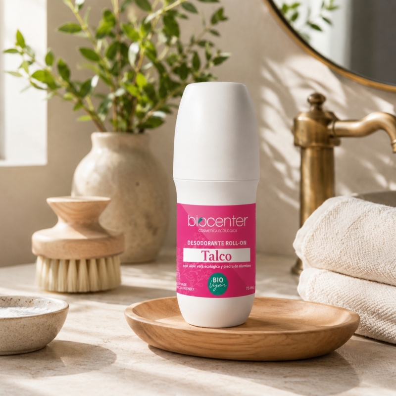 Desodorante Natural Roll-On Talco Biocenter 75 ml – Frescor Suave para Piel Sensible