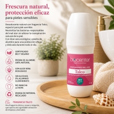 Desodorante Natural Roll-On Talco Biocenter 75 ml – Frescor Suave para Piel Sensible