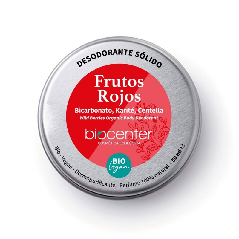 Desodorante Sólido Natural Frutos Rojos Biocenter 50 ml – BIO y Vegano – Perfume 100% natural