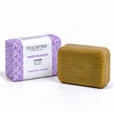 Jabón de Alepo con Lavanda Biocenter – 100% Natural – Calmante – Cara y Cuerpo – 100 g