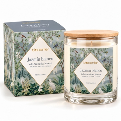 Vela Aromática Natural de Cera de Soja Jazmín Blanco Biocenter – Con Esencias Naturales, Sin Parafina – 200 g (40 horas)