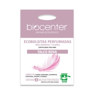 BIOCENTER Ambientador natural Talco Rosa (2 unidades) - Certificado ecológico y vegano